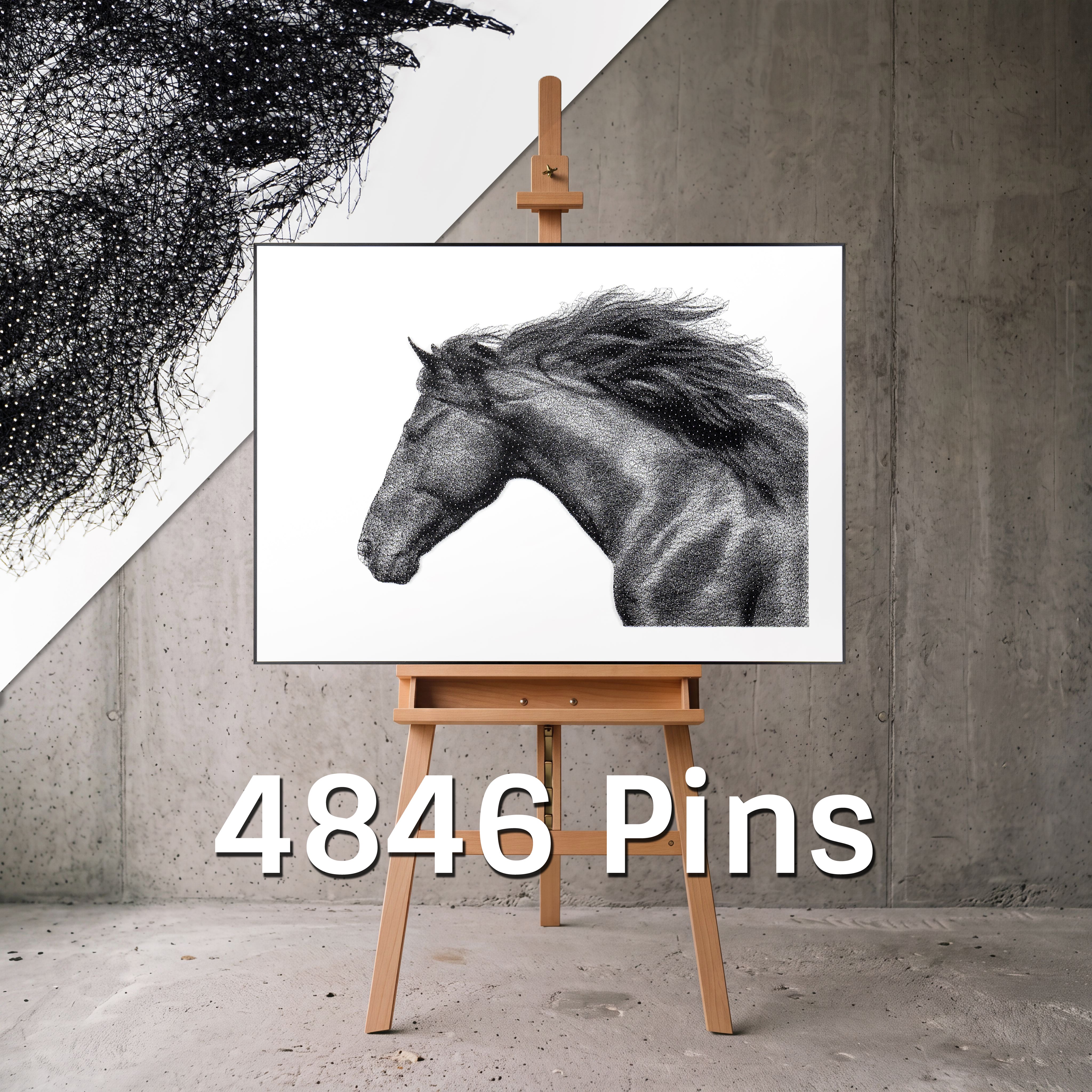 Fadenbild mit 4846 Nägeln, 81x57 cm