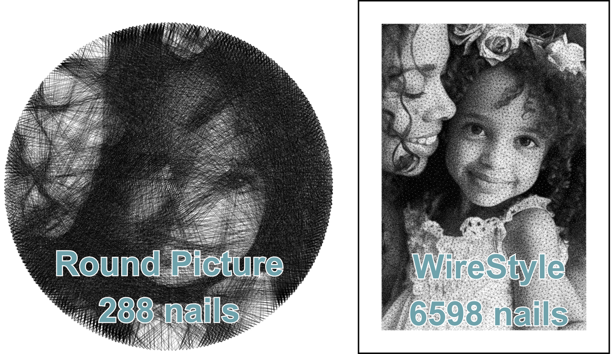 How does a ring-shaped string art picture differ from WireStyle?