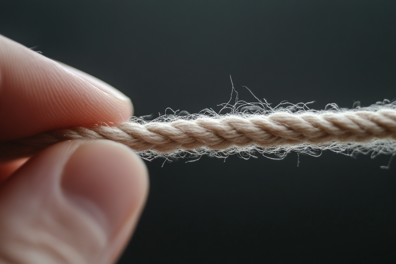 A string for string art being held between fingers