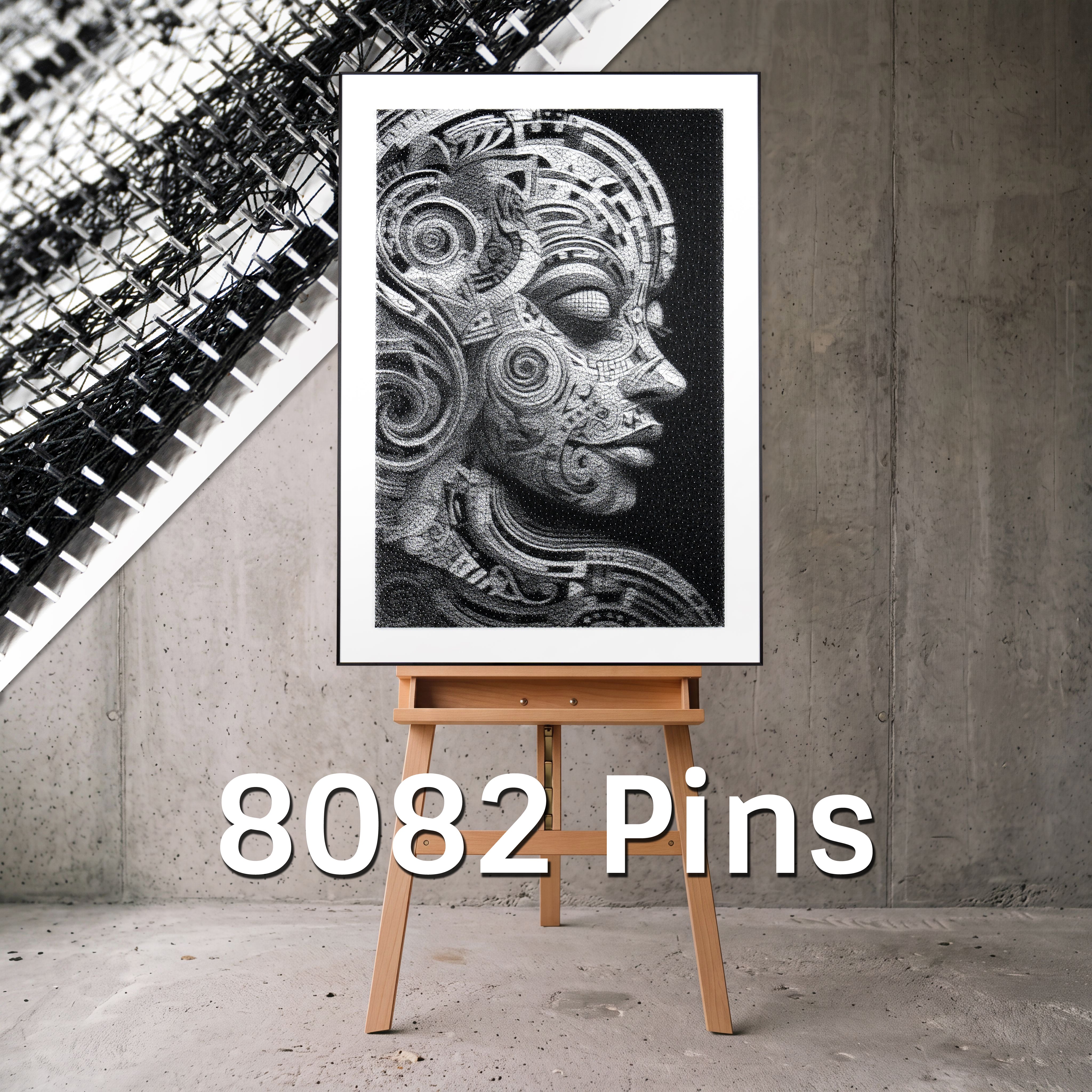 Fadenbild mit 8082 Nägeln, 81x57 cm