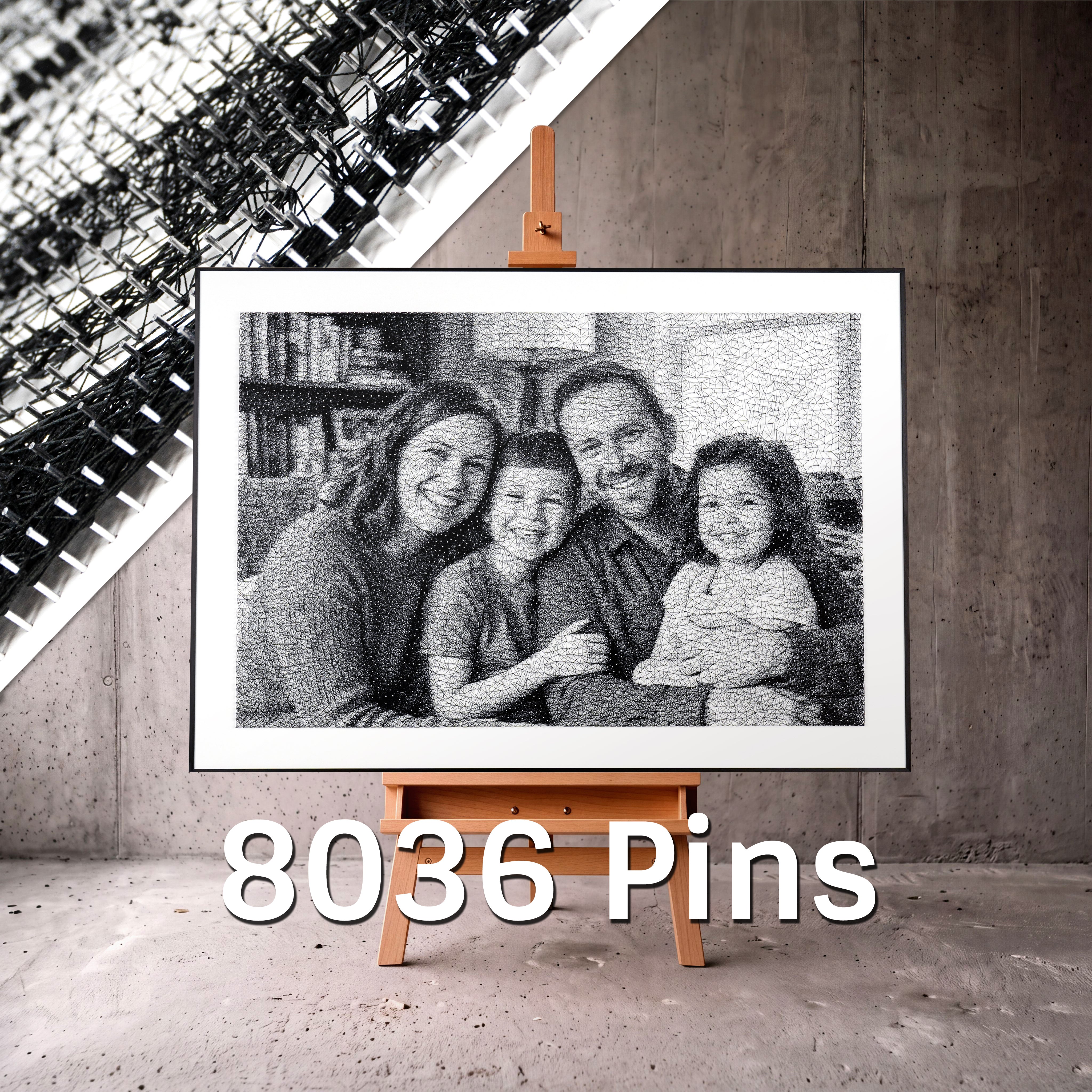 Personalisiertes Fadenbild, 81x57 cm, 8036 Nägel