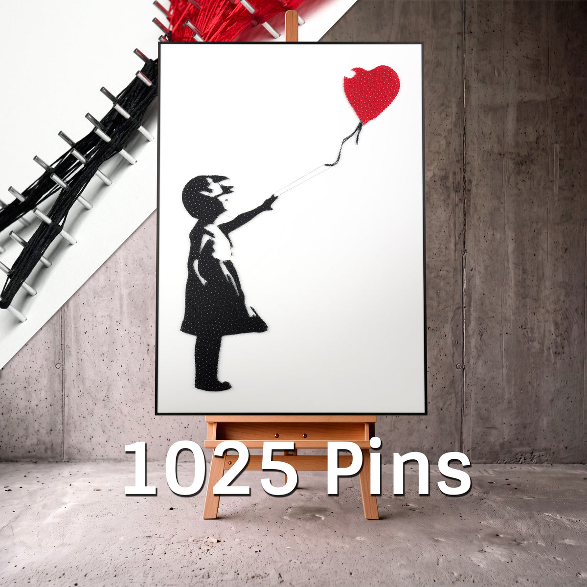 Fadenbild mit 1025 Nägeln, 57x81 cm
