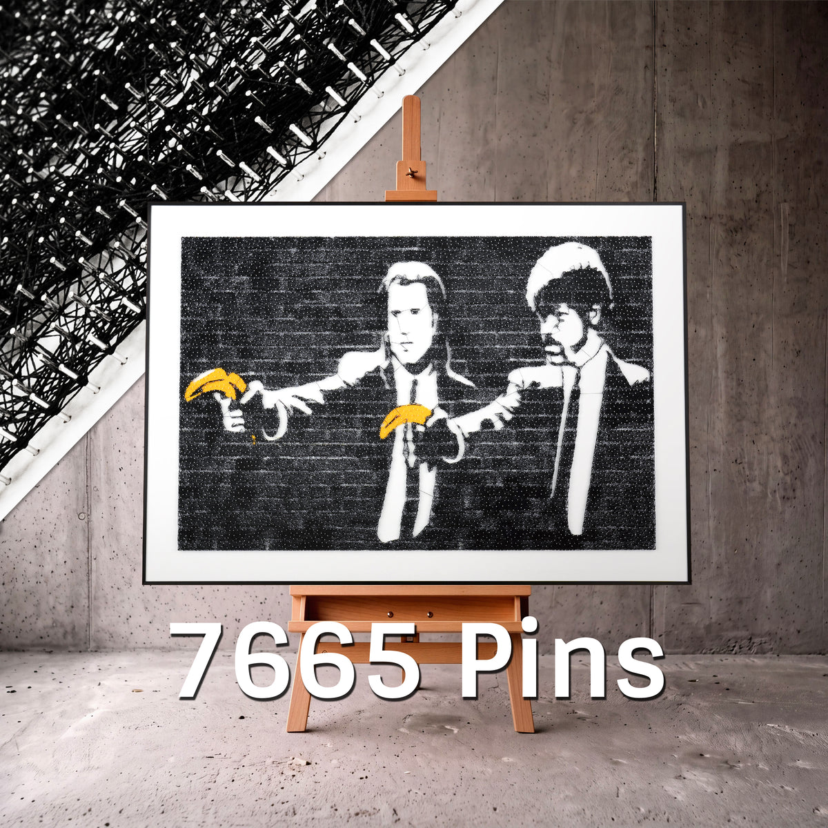 Fadenbild mit 7665 Nägeln, 81x57 cm
